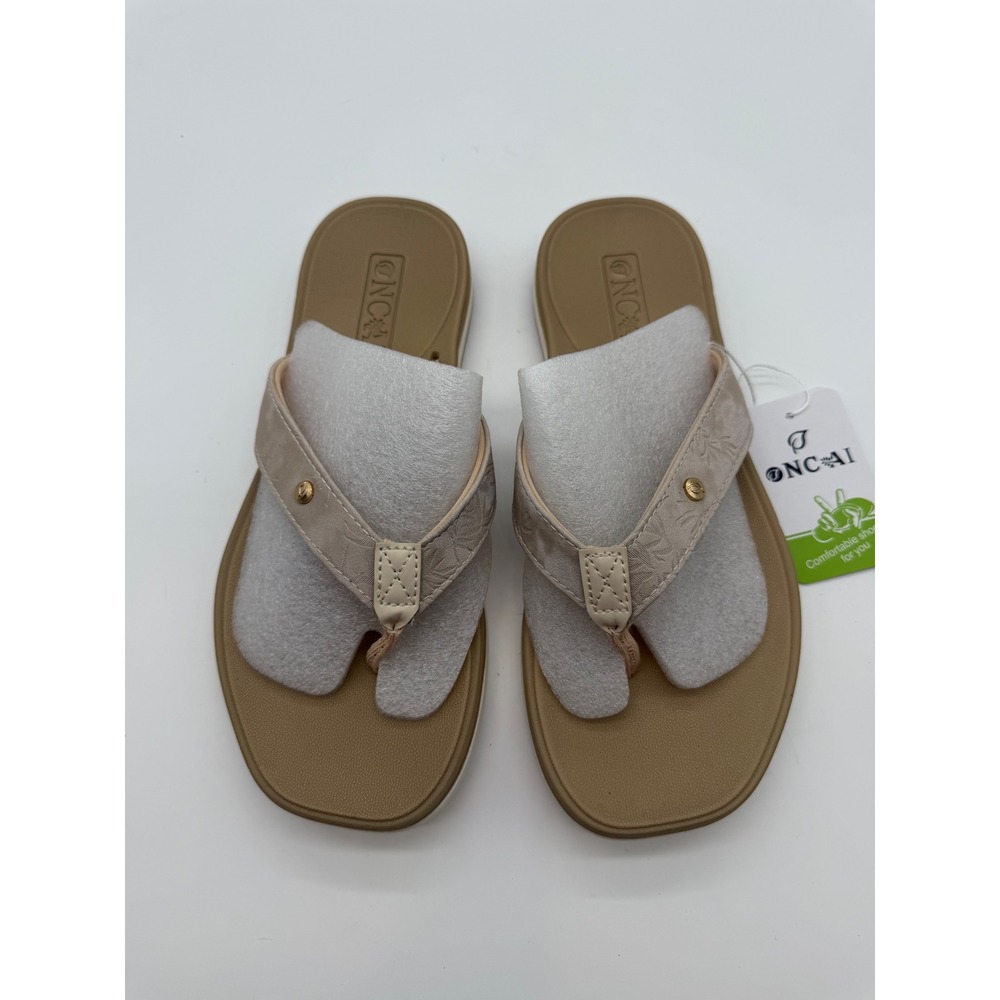 ONCAI‎ Beige Flip Flop Sandals Women 7.5 Arch Support Comfort Thong NEW